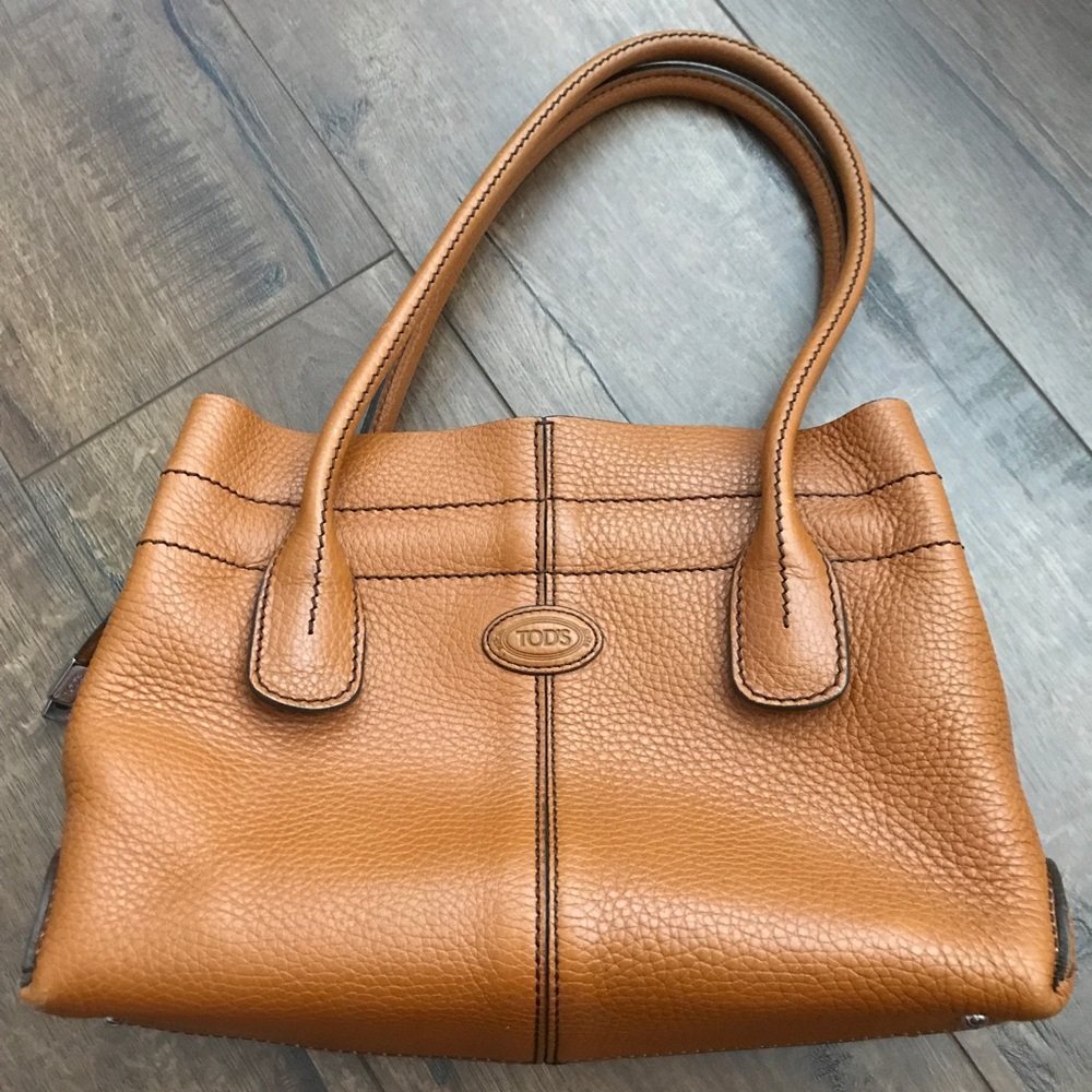 TOD'S leather cognac small satchel